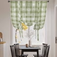 thumbnail image 4 of Tie Up Curtains for Windows Sage Green Buffalo Plaid Valance Adjustable Balloon Curtain Watercolor Check Stripes Tie Up Shades for Kitchen Living Room Bedroom Privacy Curtain Drape 34x45 Inch, 4 of 9