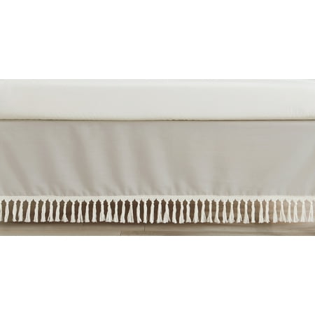 UPC: 0846480090878 | Boho Fringe Linen Dust Ruffle Crib Skirt by Sweet Jojo Designs