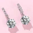 thumbnail image 3 of 1 Pair Exquisite 925 Sterling Silver 2 Carat*2 Moissanite Drop Earrings - Elegant Classic Design - Perfect for Romantic Occasions, Valentines Day, Party, Vacation, Banquet, Birthday, Christmas, 3 of 6