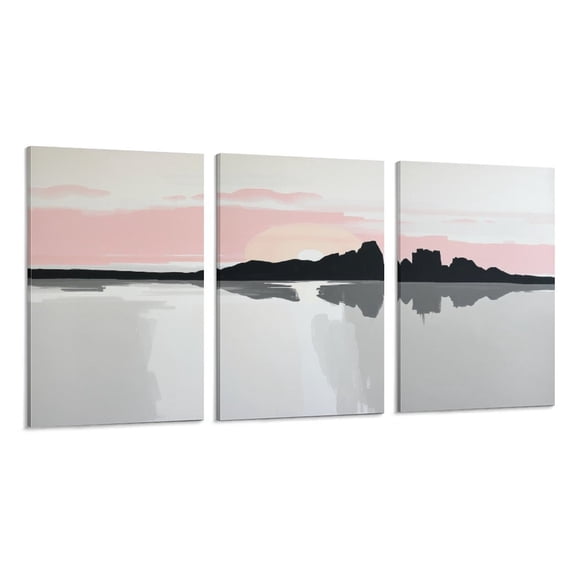 RKSupls 3 Piece Canvas Wall Art Set Modern Farmhouse Living Room Decor Abstract Landscape Minimal Prints Framed Ready to Hang for Bedroom Office