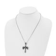 thumbnail image 4 of Stainless Steel Necklace with Pendants Chain Antiqued and Polished Black CZ Cross w/Wings 20 inch, 4 of 5