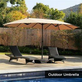 Outsunny 15 Ft Outdoor Patio Market Double Sided Umbrella Walmart Com Walmart Com