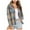 Blue, variant on Summer Tops for Women Casual Roll Up Long Sleeve Boyfriend Plaid Button Down Flannel Shirts for Women Blue L