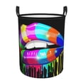 thumbnail image 1 of XMXY Round Laundry Basket Organizer, Rainbow LGBT Lip Waterproof Collapsible Dirty Clothes Basket Laundry Hamper, Medium Size, 1 of 8