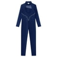 thumbnail image 3 of Aiihoo Kids Girls Dance Bodysuit Gymnastics Leotard Rhinestones Skating Jumpsuit Long Sleeve Dance Unitard Navy Blue 8, 3 of 7