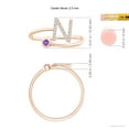 thumbnail image 4 of ANGARA Natural Capital "N" Diamond Initial Ring with Bezel-Set Amethyst in 14K Rose Gold for Women (Size-2.5mm) | February Birthstone, Anniversary, Jewelry Gift for Women | Natural Amethyst Ring, 4 of 9