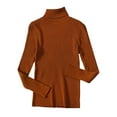 thumbnail image 3 of Pullover Sweaters for Women 2025 Long Sleeve Turtleneck Plain Basic Ribbed Knit Sweater Tops Fall Winter Outfits, 3 of 5