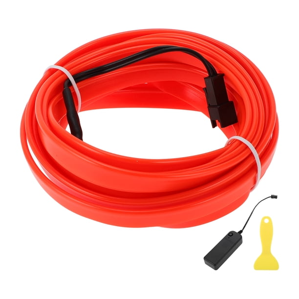 Cuerda de luz LED EL de 4m Unique Bargains, tira de luz de neón flexible para iluminación interior de automóviles, caja de baterías (3V) roja