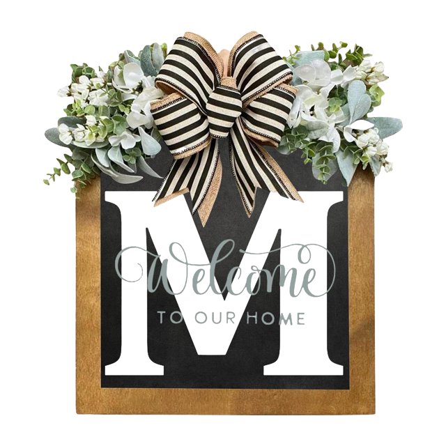 Guirnalda de 26 letras con lazo, adornos de letrero para puerta, decoración de madera para el hogar para jardín JShteea Libre de BPA