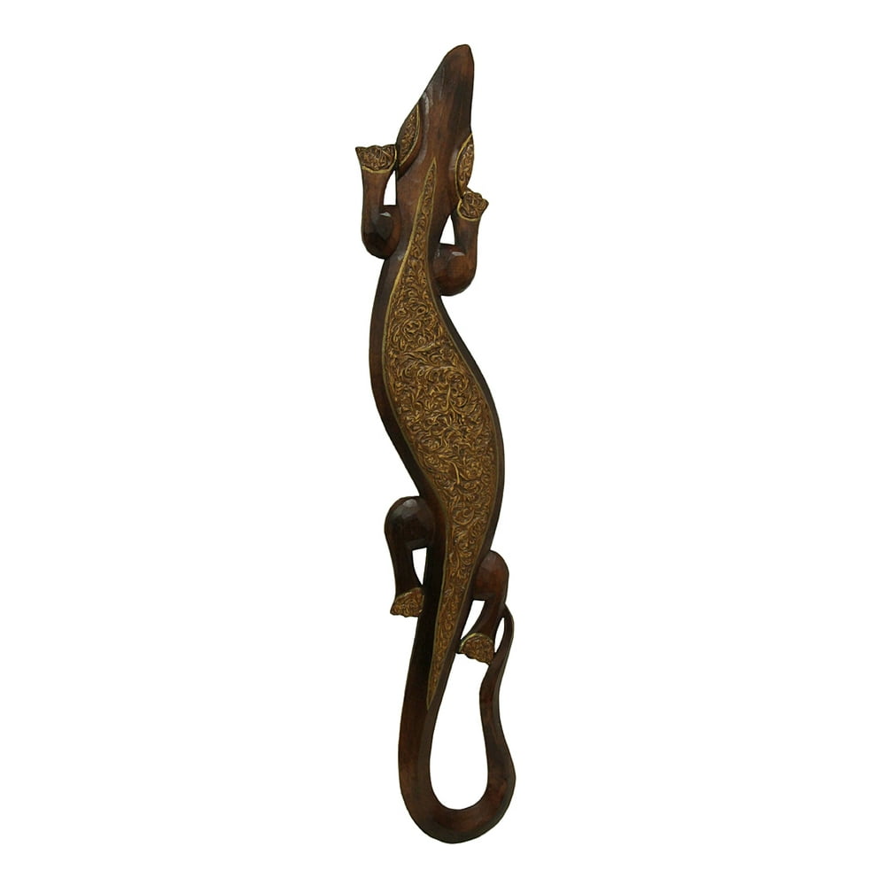 Hand Carved Wooden Gecko Lizard Wall Hanging 40 Inches Long - Walmart