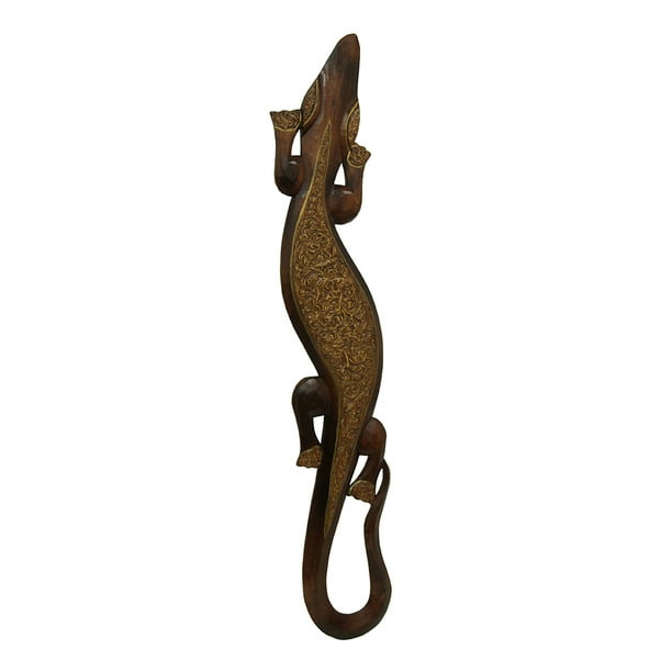 Hand Carved Wooden Gecko Lizard Wall Hanging 40 Inches Long - Walmart