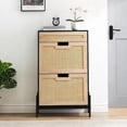 thumbnail image 2 of Eastvita Armoire de Rangement pour Chaussures en Rotin Mince de 24 Po à Compartiments Rabattables/tiroir/autoportante/cachée avec Tablettes Ajustables (Noir), 2 of 7