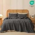 thumbnail image 5 of PHF 100% Cotton Waffle Weave Blanket, Lightweight Twin Washed Blanket for Bed Sofa Home Decor, Charcoal Grey, 66"x90", 5 of 7