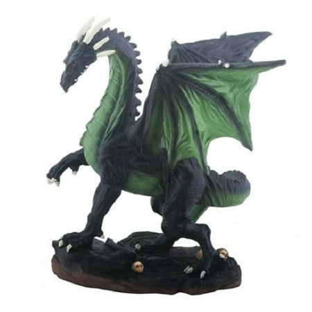 Dragon Statuette - Small Green Midnight Dragon Figurine Statuette Fairy Tale Fantasy Mythical New