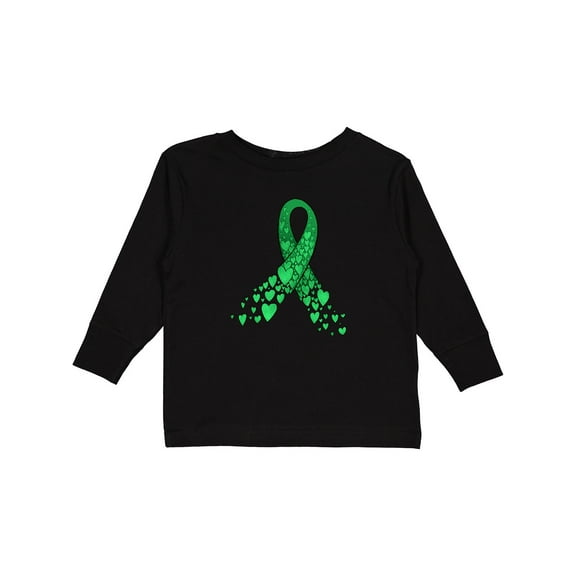Inktastic Cerebral Palsy Awareness- Green Ribbon Made of Hearts Boys or Girls Long Sleeve Toddler T-Shirt