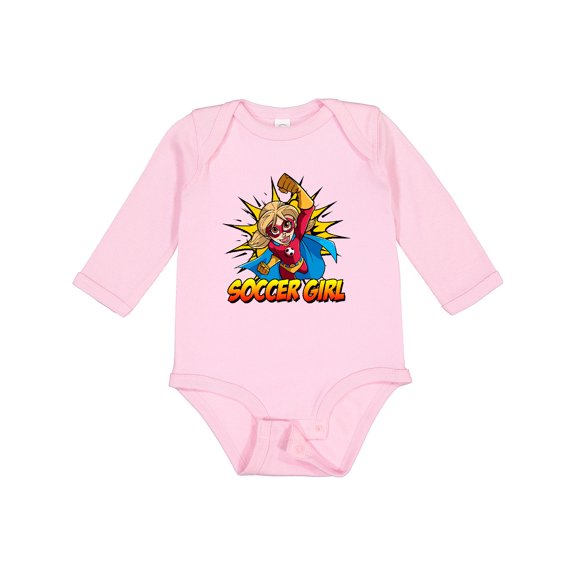 Inktastic Soccer Girl Superhero Girls Long Sleeve Baby Bodysuit
