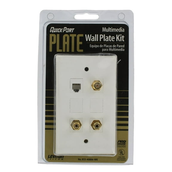 Leviton White Quickport Wallplate Phone Jack Cable RCA 40806-WK