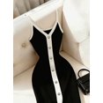thumbnail image 3 of Womens Black Slim Fit Midi Dress, Sleeveless Knit V-Neck Party Dress, 3 of 6