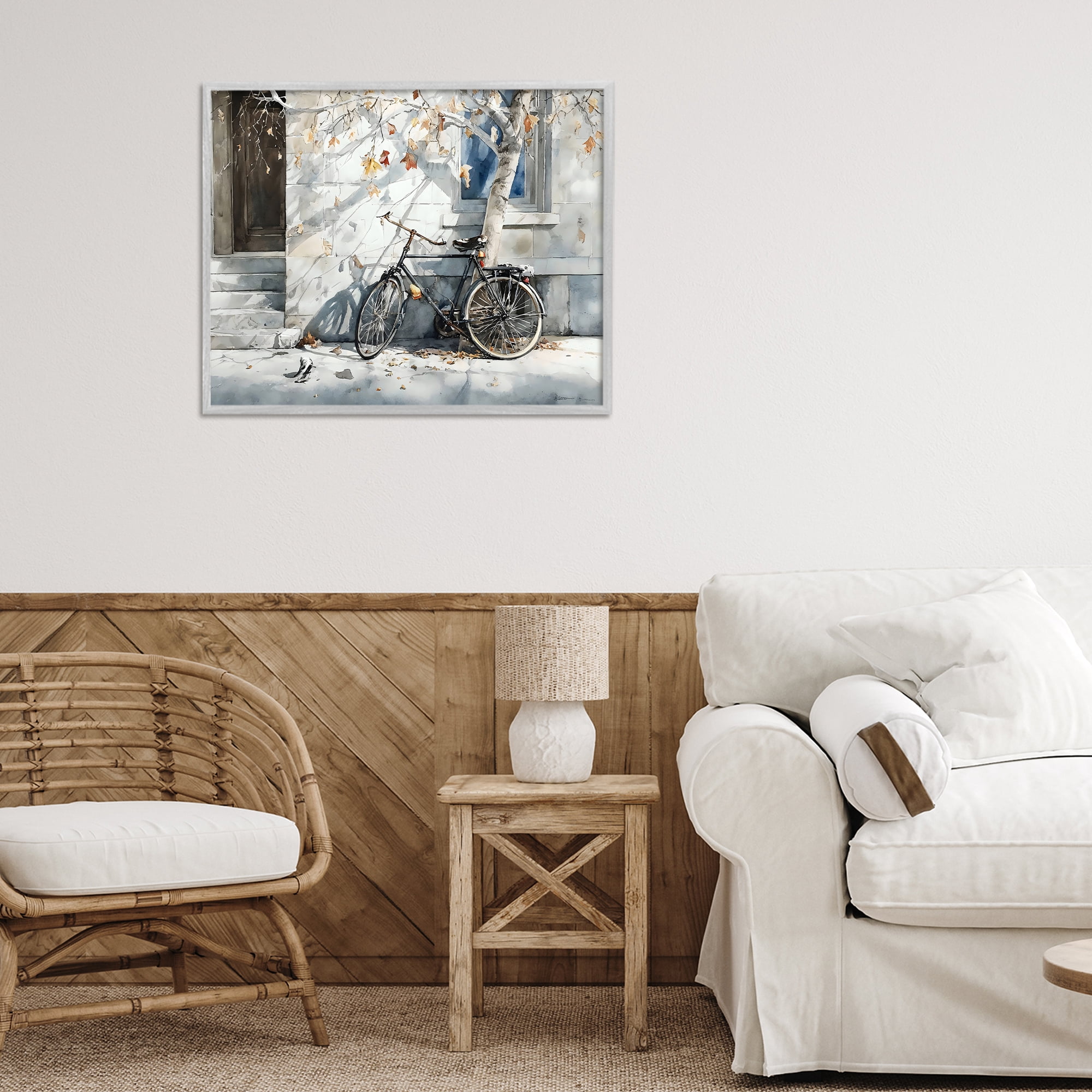 Stupell Industries Autumn Ride on Quiet Street Gray Framed Giclee Art, design by Franklyn Gregory
