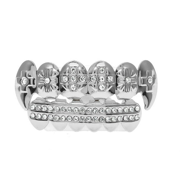 Retén dental de oro con incrustaciones de diamantes de cobre, de silicona, apto para fiestas y locales de ocio