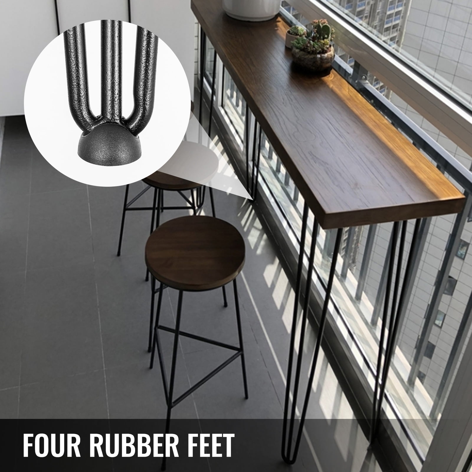 VEVOR Hairpin Table Legs 34" Black Set of 4 Desk Legs 880lbs Load Capacity (Each 220lbs) Hairpin Desk Legs 3 Rods for Bench Desk Dining End Table Chairs Carbon Steel DIY Heavy Duty Furniture Legs