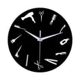 thumbnail image 2 of Reloj de pared redondo, decoración para colgar en la pared, regalo minimalista multiusos para barberos. Fondo negro, 2 of 9