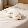 thumbnail image 5 of Naittoop Beige Adjustable and Removable Travel Neck Pillow with Eye Mask – 9in Cotton Sleeping Pillow with Hook Storage Portable for Airplane Plane Travel Accessories, 5 of 6