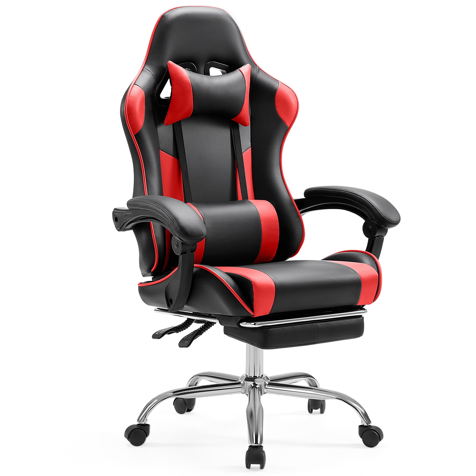 JIOABL Ergonomic Gaming Chair With Headrest And Lumbar Pillow,Height Adjustable With 360°-Swivel Seat,Red