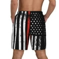 thumbnail image 2 of Mens Swim Trunks Firefighter Firefighting Flag Quick Dry Board Shorts with Compression Liner, 2 of 6