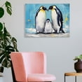 thumbnail image 3 of Fenyluxe Penguins Beach Digital Painting Canvas Wall Art Decor Ready To Hang - Ideal for Home, Living Room, Bedroom, Office - Great Gift Idea 16x12in, 3 of 6