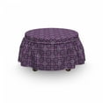 thumbnail image 3 of Abstract Ottoman Cover, Geometric Modern Squares, 2 Piece Slipcover Set with Ruffle Skirt for Square Round Cube Footstool Decorative Home Accent, Standard Size, Purple and Plum, by Ambesonne, 3 of 5