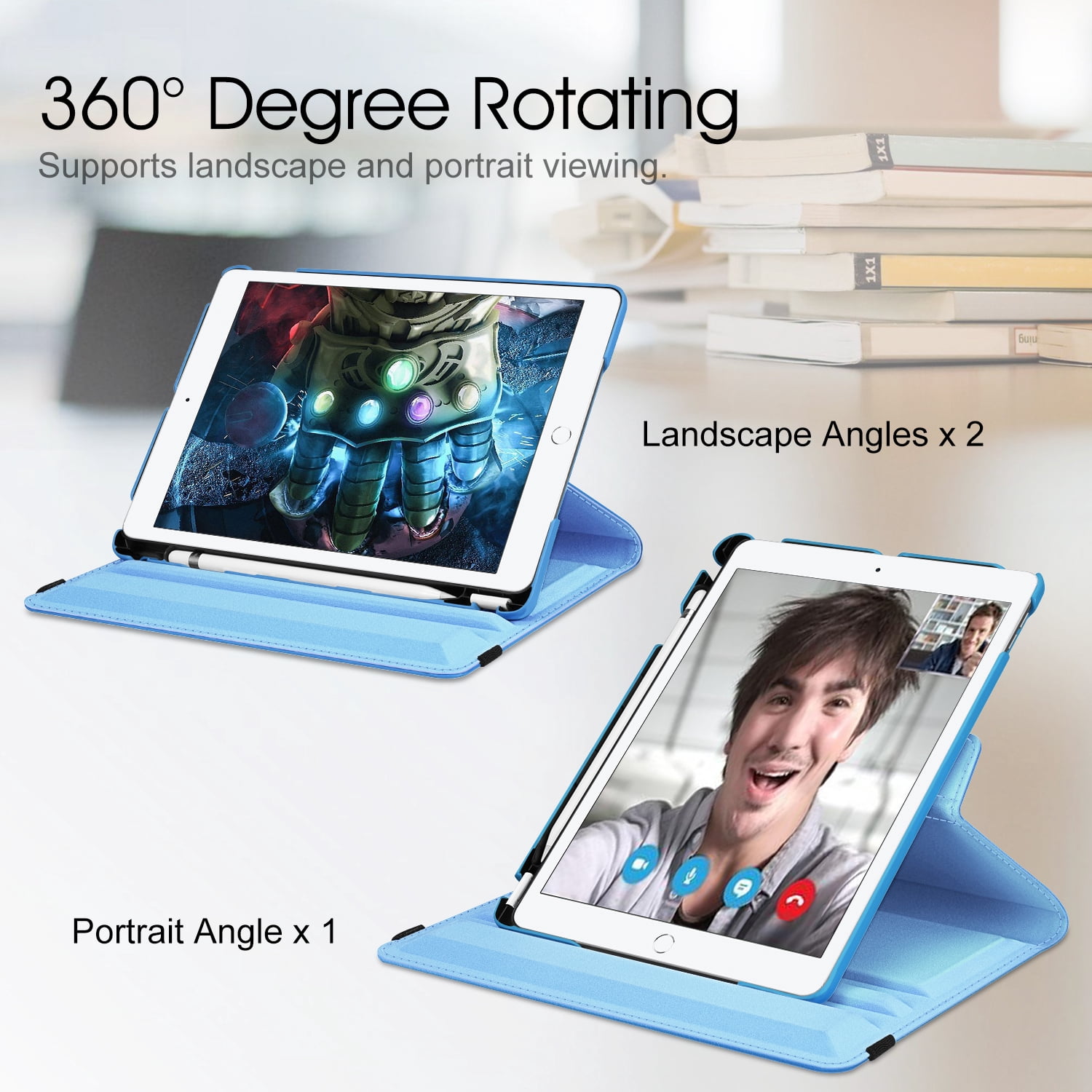 Fintie 360 Rotating Case for 10.2-inch iPad 9th/ 8th/ 7th Generation - Swivel Cover with Pencil Holder for iPad 10.2" (2021/ 2020 / 2019 Model)
