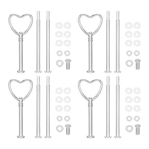 Uxcell 4 Set 3-Tier Cupcake Stand Hardware Fittings for Cake Stand, Heart Silver
