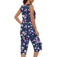 thumbnail image 5 of Njoeus Pajamas for Women Sleeveless Pjs Tank Top Capri Pants Pajama Sets Cooling Sleepwear, 5 of 7