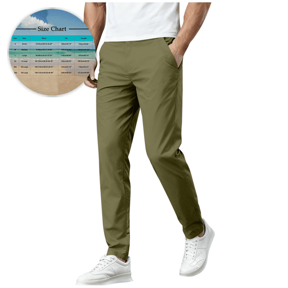BELTNOV Men's Golf Pants Casual Lightweight Elastic Waist Stretch Work Dress Trousers with Pockets Gray