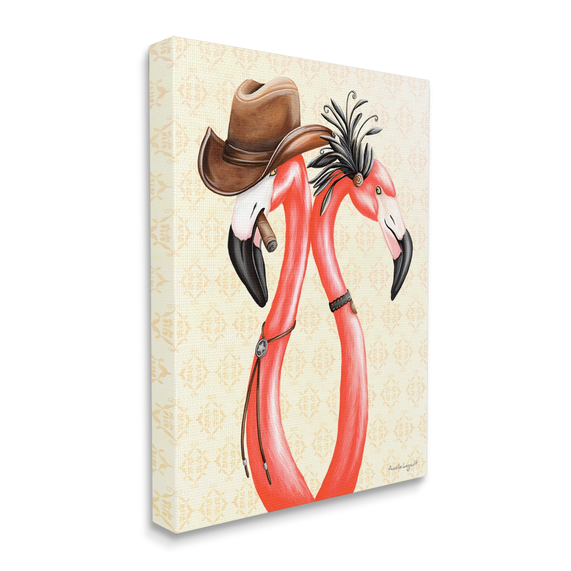 Stupell Industries Vintage Flamingos Cowboy Hat Antique Fashion Outfit Graphic Art Gallery Wrapped Canvas Print Wall Art, Design by Amelie Legault