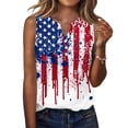 thumbnail image 2 of 4th Of July Outfits for Women Usa Flag Print Button Down Sleeveless V-Neck Tunics Patriotic Comfy Relaxed Fit Summer Daily Wear T-Shirts,M,#01 White, 2 of 5