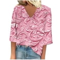 thumbnail image 3 of Jsaierl Short Sleeve Tops for Women Summer Holiday Shirts V Neck Workout Tunic Blouses Trendy Print T Shirts Top S-2XL, 3 of 6