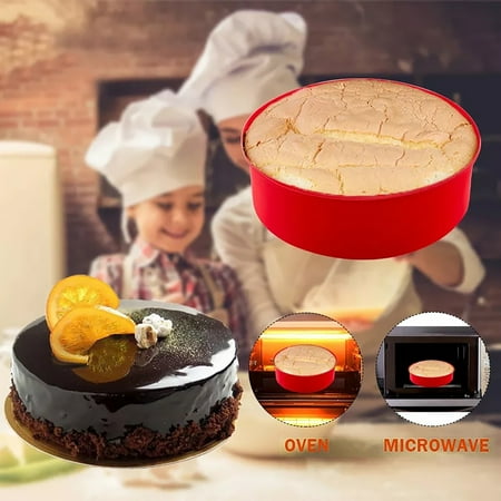 

Biplut Silicone Cake Mold Circular Color Washed Silica Gel Mold Dessert Oven Baking Appliance Baked Pastry Mould for Kitchen (Red 10Inch)