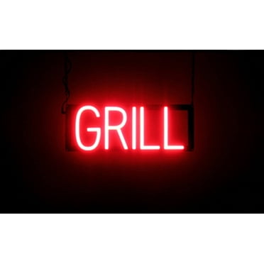 SpellBrite GRILL LED Sign for Business. 17.0" x 6.3" Red GRILL Sign Has Neon Sign Look With Energy Efficient LED Light Source. Visible from 500+ Feet, 8 Animation Settings.