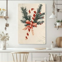 HELLOYOUNG 1pc Retro Christmas Candy Cane Metal Tin Painting – Rust-Proof, Easy to Hang & Maintain, Festive Holiday Decor for Indoor/Outdoor ,Christmas Home Decor