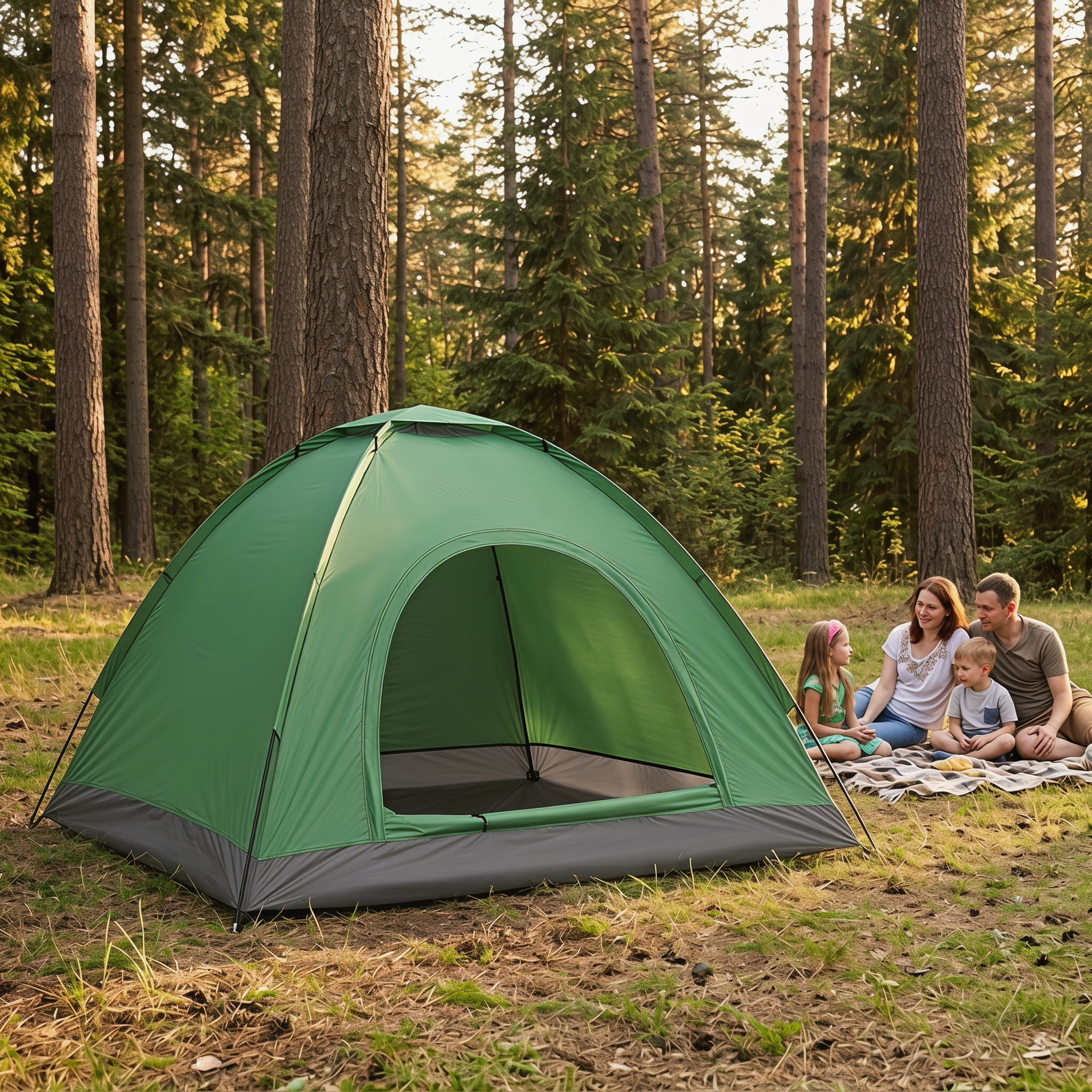 3-4 Person Army Green Camping Dome Tent, Waterproof Outdoor Survival Tent for Camping Hiking