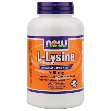 NOW Foods L-Lysine Essential Amino Acid, 500mg, 250 Ct