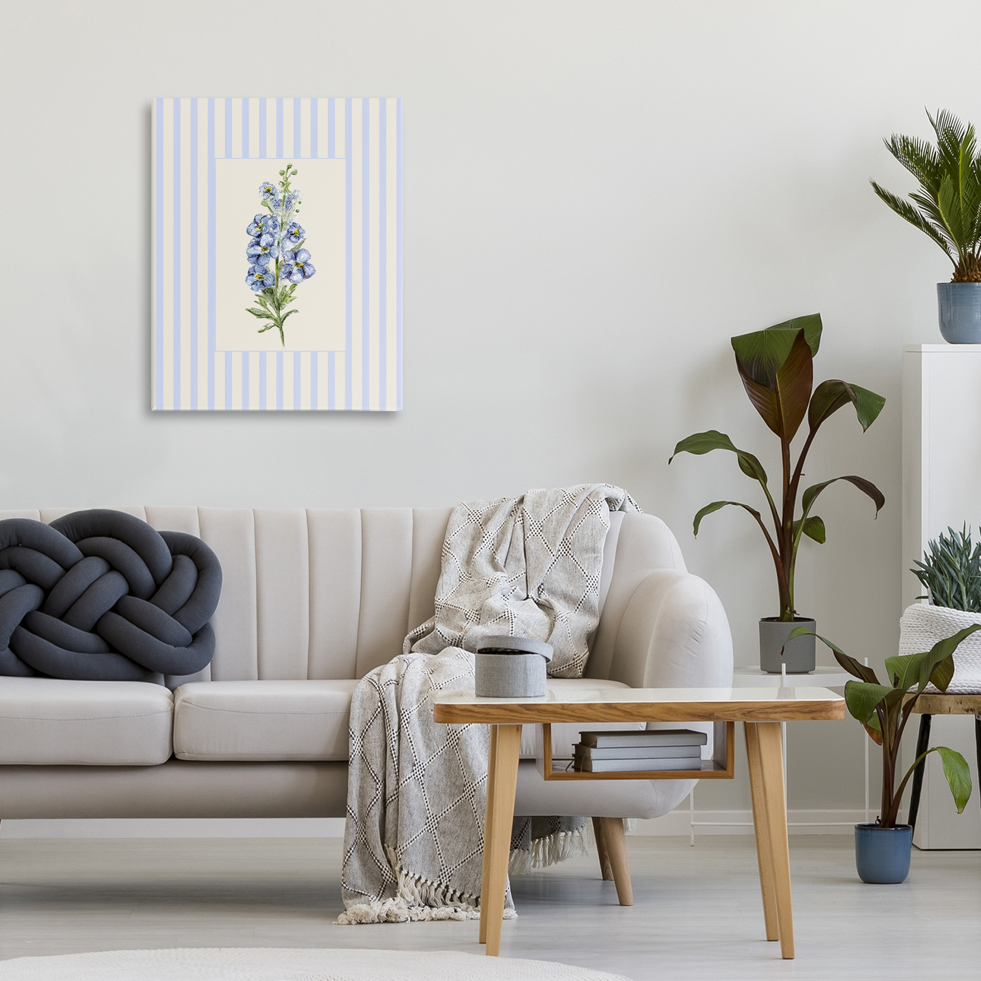Blue Stripe Larkspur Canvas Wall Art, design by Lisa Wehmeyer