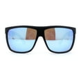 thumbnail image 2 of Eco Friendly Bamboo Wood Arm Large Flat Top Horn Rim Hipster Sunglasses Black - Blue Mirror, 2 of 4