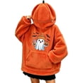 thumbnail image 4 of XINPING Halloween Flannel 3D Pumpkin Hoodie with Zip Hood Women Oversized Cute Ghost Sweatshirt Unisex Funny Plus Size Long Sleeve Cozy Halloween Outfits, 4 of 7