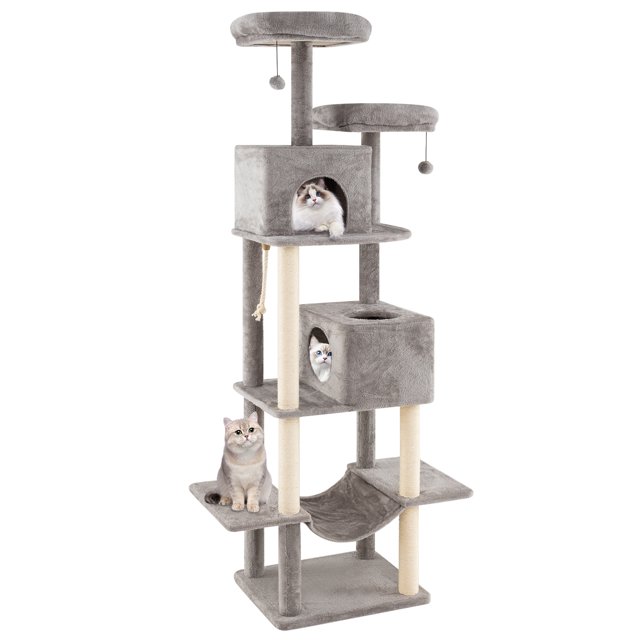 Gymax 81'' Large Cat Tree for Indoor Cats Multi-level Kitty Climbing Tower w/ 2 Condos