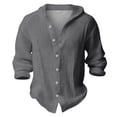 thumbnail image 5 of Letdown Boy's Cotton Linen Shirts Spring Summer Long Sleeve Button Down Pullover Hoodies Casual Loose Fit Beachwear Top 4-17, 5 of 5