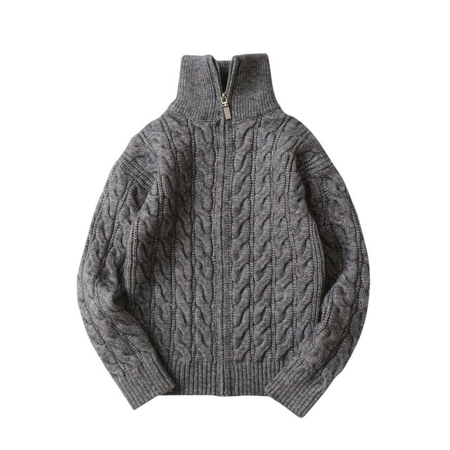 AherBiu Kids and Toddler Sweaters for Girls Boys Turtleneck Zip up Ribble Knitted Pullover Fall Winter Solid Color Warm Sweater