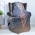 thumbnail image 4 of Landscape Soft Flannel Fleece Blanket, Sunbeams and Old Bridge at Pilai Beach Sunset Thailand Tropical Seascape Picture, Cozy Plush for Indoor and Outdoor Use, 50" x 70", Grey Beige, by Ambesonne, 4 of 5